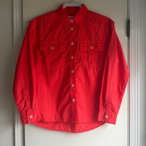 Gap Camp Shirt Red Long Sleeve Cotton Button Down Flap Pockets XS